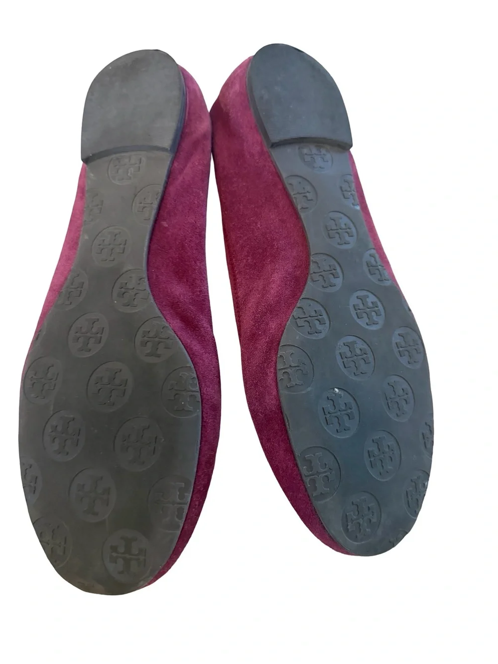 Tory Burch Plum Suede Logo Ballet Flats Sz 7.5